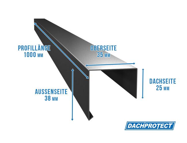 Preview: Dachrandprofil CUBE Anthrazit RAL 7016 Maße