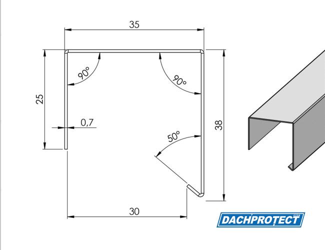 Preview: Dachrandprofil CUBE Anthrazit RAL 7016 technische Daten