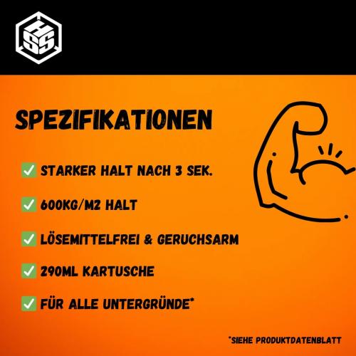 Preview: Montagekleber TURBO 290 ml in Weiß und Schwarz Spezifikation