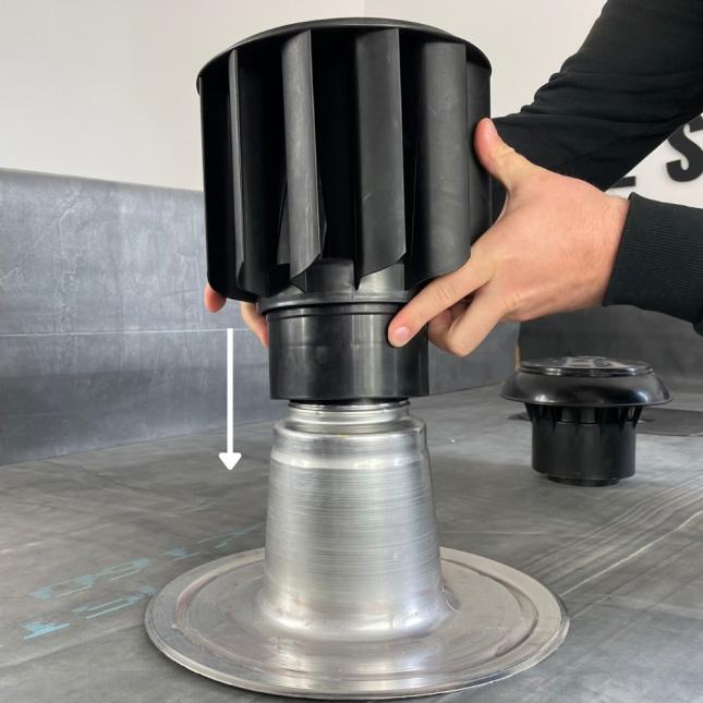 Entlüfteraufsatz, windbetrieben für Flachdachentlüfter DN90-100