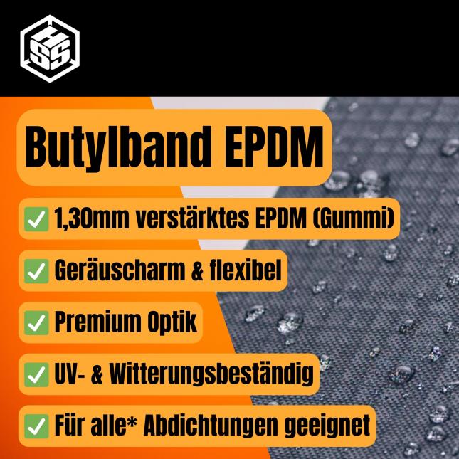 EPDM Butyl-Abdichtungsband gewebeverstärkt schwarz Info