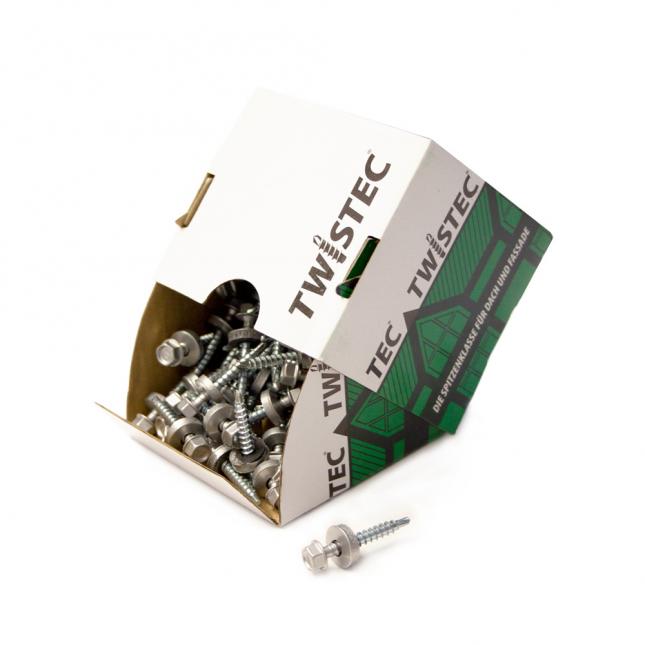 Twistec Trapezblechschraube RAL 9006 4,8x35 mm inkl EPDM-Dichtscheibe