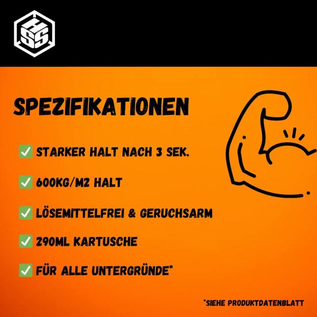 Montagekleber TURBO 290 ml in Weiß und Schwarz Spezifikation